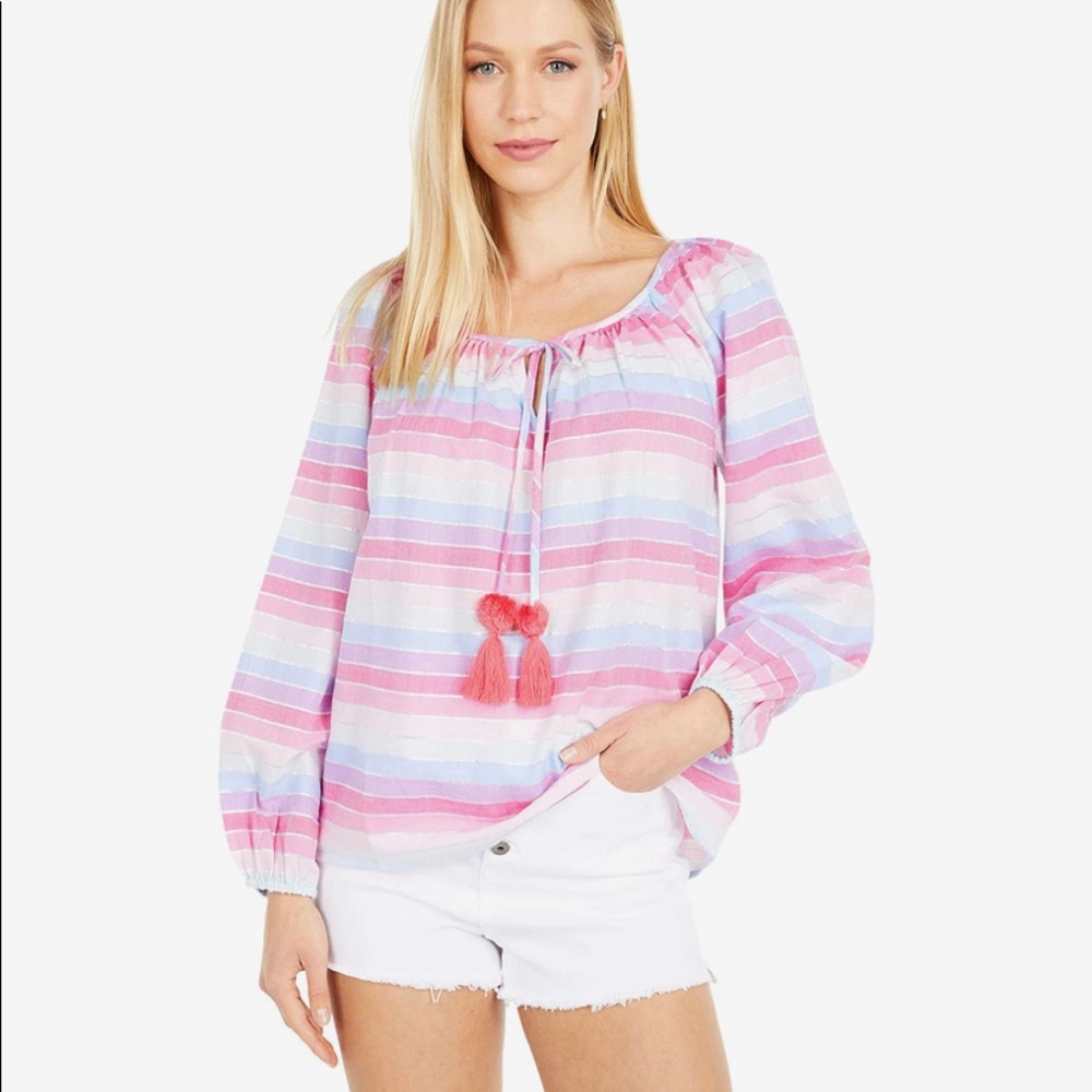 J. Crew Jack Top in Rainbow Metallic Stripe (Size L)